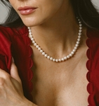 6.5-7.0mm White Freshwater Pearl Necklace - AAA Quality - Model Image