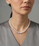~8.0-8.5mm Japanese Akoya Baroque Pearl Necklace - Model Image~
