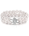 9,0-9,5mm Hanadama Akoya Doppelarmband mit weißen Perlen