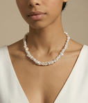 ~8.0-8.5mm White Freshwater Keshi Pearl Necklace - Model Image~