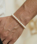 ~7.5-8.5mm White Freshwater Pearl Adjustable Bracelet for Men - Third Image~