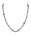 10-11mm Tahitische Südsee-Perlenkette in Multicolor mit Edelsteinen