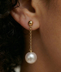 Akoya-Kugel-Doppelketten-Ohrringe aus 14K Gold - Zweite Abbildung