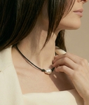 ~White South Sea Baroque Pearl Leather Adjustable Necklace - Various Sizes - Secondary Image~