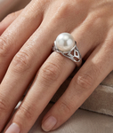 Ring 'Abby' mit weißer Südseeperle & Diamanten - Zusatzbild