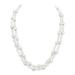 3-8mm White Freshwater Double Pearl Necklace - AAA Quality