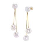 14K Gold White Freshwater Pearl Emmy Earrings