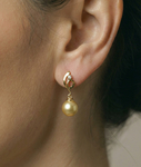 Symphony-Ohrringe aus 14K Gold mit goldenen Perlen & Diamanten - Zweites Bild