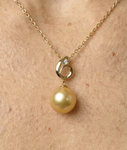 14K-Gold-Anhänger Symphony mit goldener Perle & Diamant - Zusatzbild