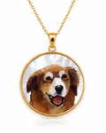 Personalisierbarer runder Perlmutt-Anhänger aus 14K Gold
