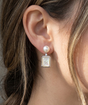 ~White Freshwater Pearl & Mother of Pearl Aubrey Earrings - Secondary Image~