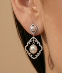 ~White Freshwater Pearl Elite Earrings - Secondary Image~