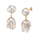 White Freshwater Baroque Pearl Glory Earrings