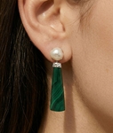 ~White Freshwater Baroque Pearl Verde Earrings - Secondary Image~