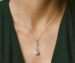 White South Sea Pearl & Lab Grown Diamond Georgia Pendant - Model Image