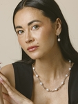 White Freshwater Baroque Pearl Miren Necklace - Model Image