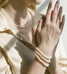 Triple White Freshwater Pearl Bracelet - Model Image