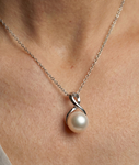 ~White Freshwater Pearl Infinity Pendant - Secondary Image~