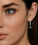 Kaskadenohrringe mit tahitischen Südseeperlen und Diamanten - Modellbild