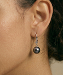 ~Tahitian South Sea Pearl & Diamond Michelle Earrings - Secondary Image~
