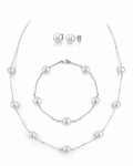 Set aus Tincup-Kette, Armband und Ohrringen aus 14K Gold mit japanischen Akoya-Perlen
