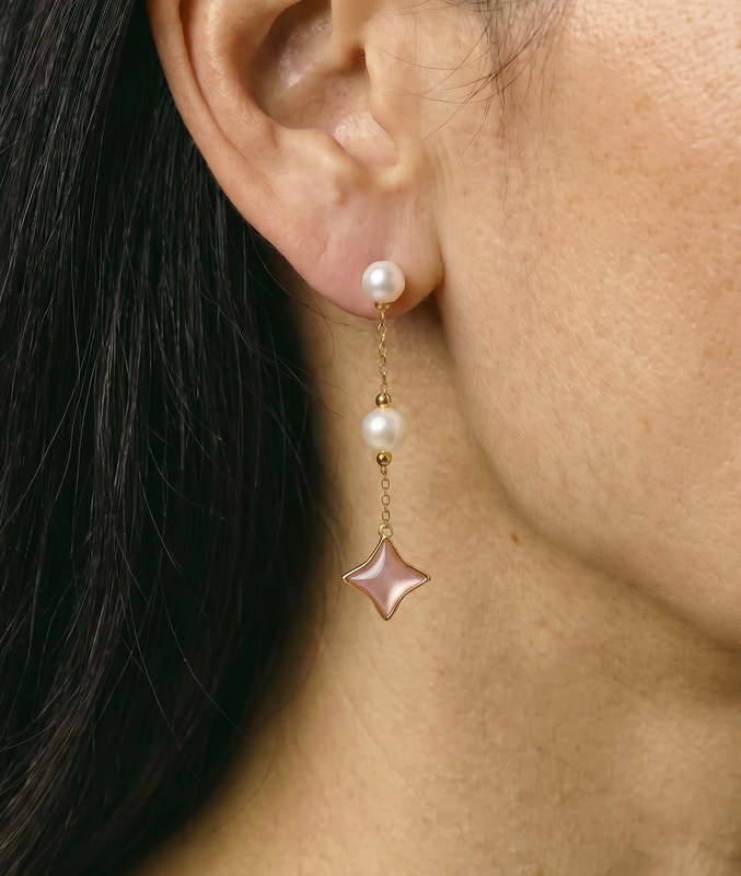 ~White Freshwater Pearl Anika Earrings - Secondary Image~