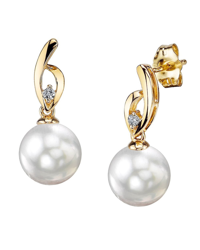 Lois-Ohrringe mit weißen Südseeperlen und Diamanten
