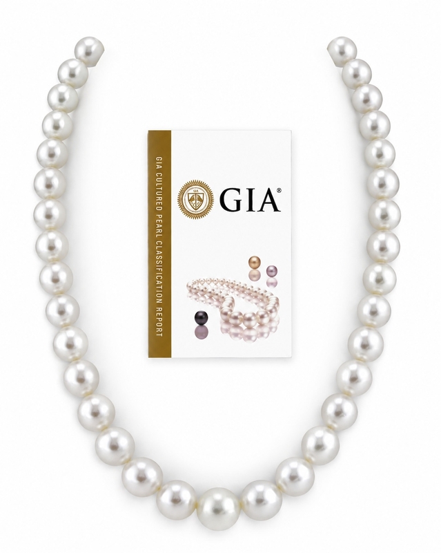 10-12 mm weiße Südsee-Rundperlenkette AAAA-Qualität - GIA-zertifiziert