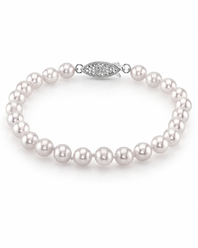 6.0-6.5mm Akoya-Perlenarmband mit weißen Perlen