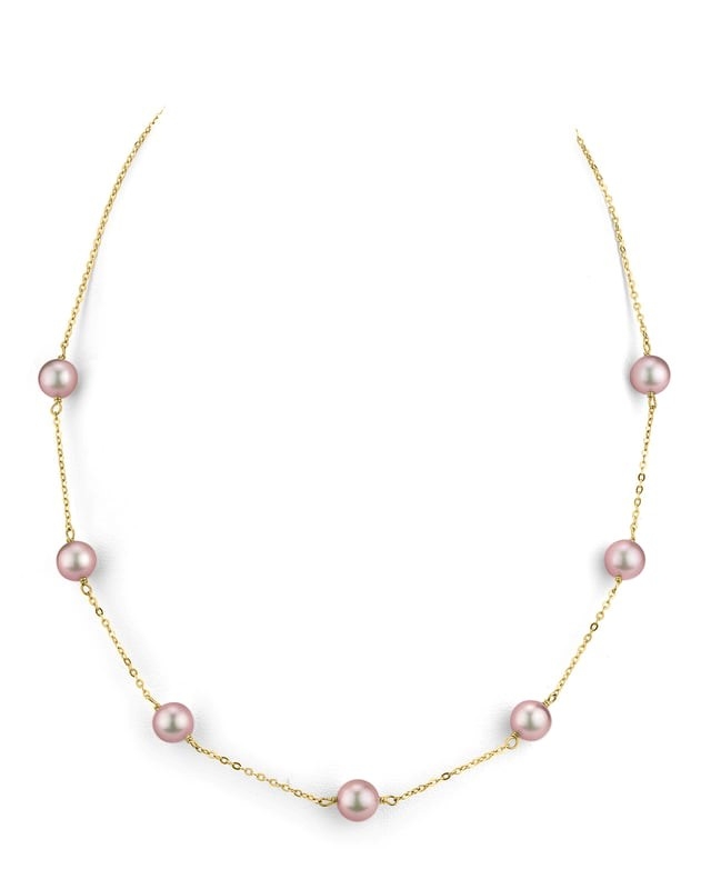 Tincup-Perlenkette aus 14K Gold mit rosafarbenen Süßwasserperlen