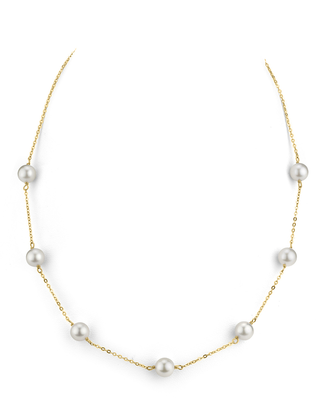 Tincup-Halskette aus 14K Gold mit japanischen Akoya-Perlen