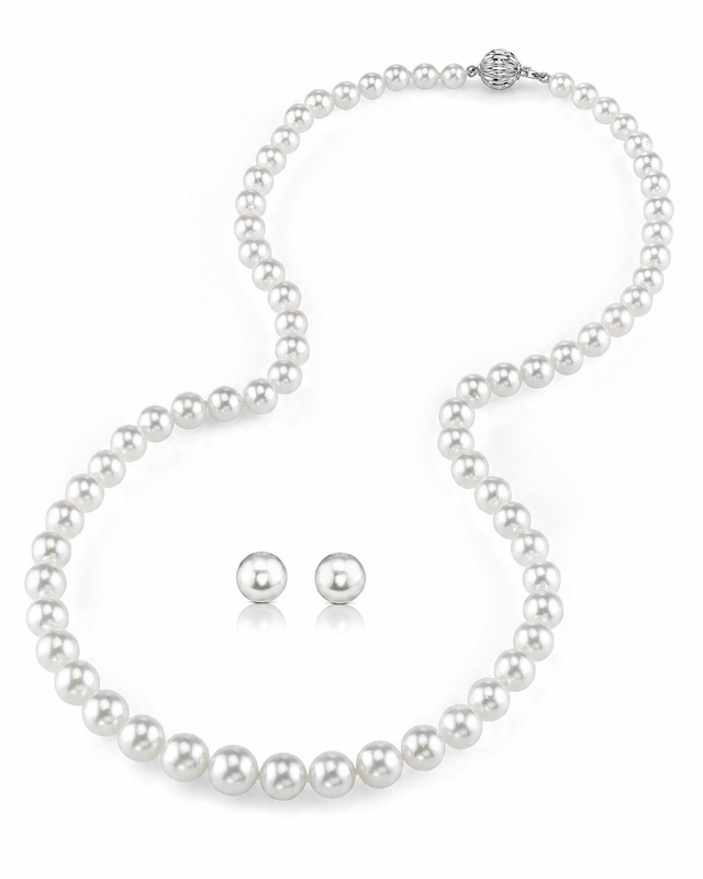 6.0-8.0mm Hanadama-Perlenkette und Ohrring-Set