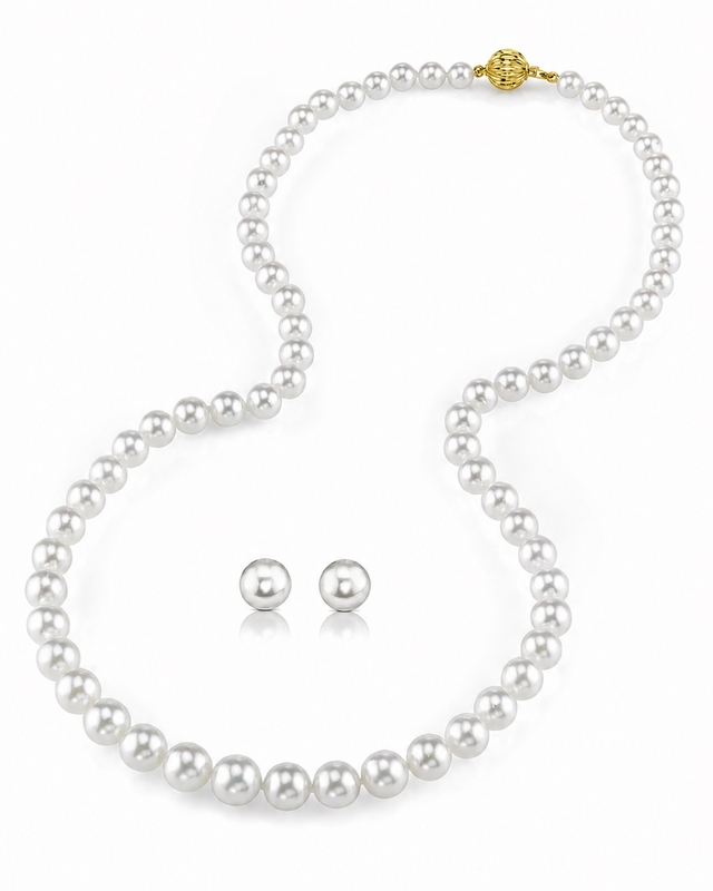 6.0-8.0mm Hanadama-Perlenkette und Ohrring-Set - Zweites Bild