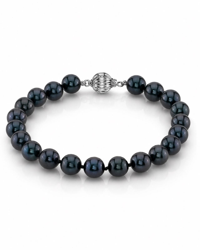 7,0–7,5 mm Schwarzes Akoya-Perlenarmband