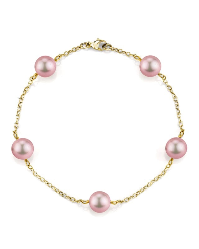 14K Gold Tincup-Armband mit rosafarbenen Süßwasserperlen