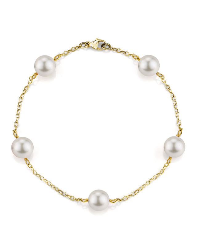 Tincup-Armband aus 14K Gold mit weißen japanischen Akoya-Perlen