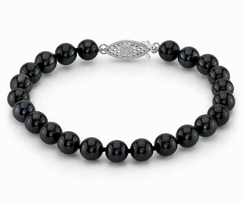 7,5-8,0 mm Schwarzes Süßwasserperlen-Armband - AAA-Qualität