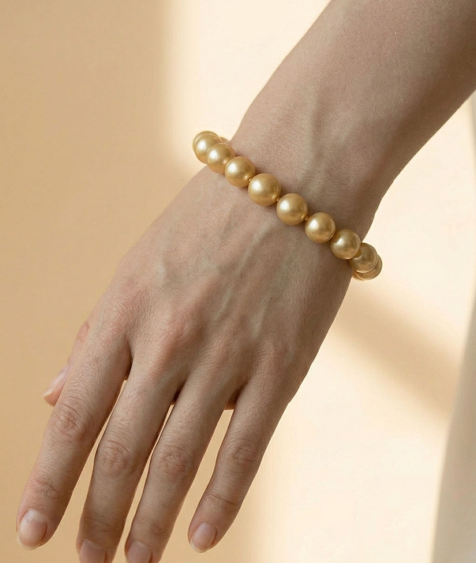 ~8-10mm Golden Round South Sea Pearl Set - AAAA Quality - Third Image~