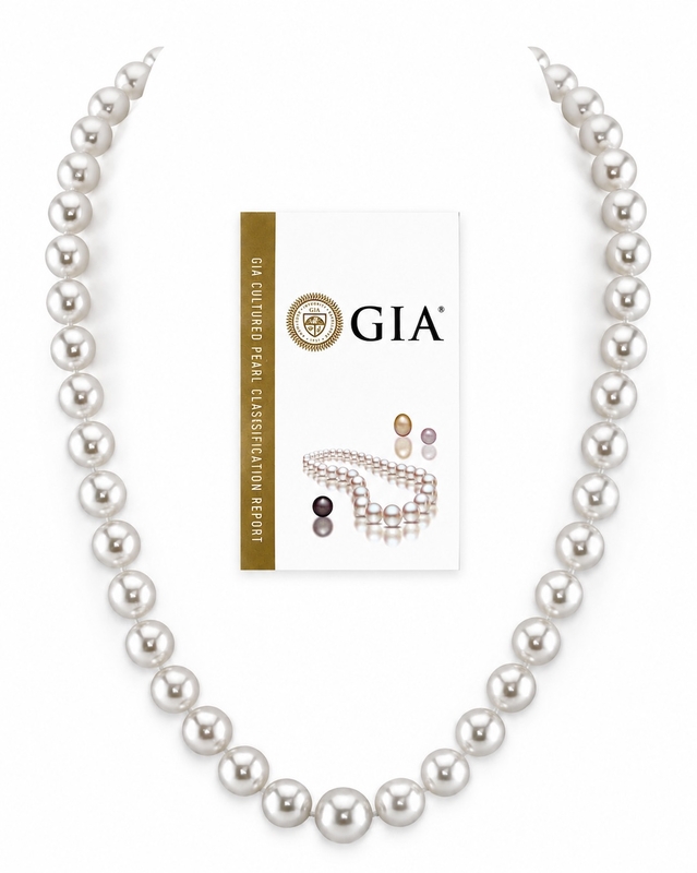 8–10 mm weiße Südsee-Perlenkette – GIA-zertifiziert