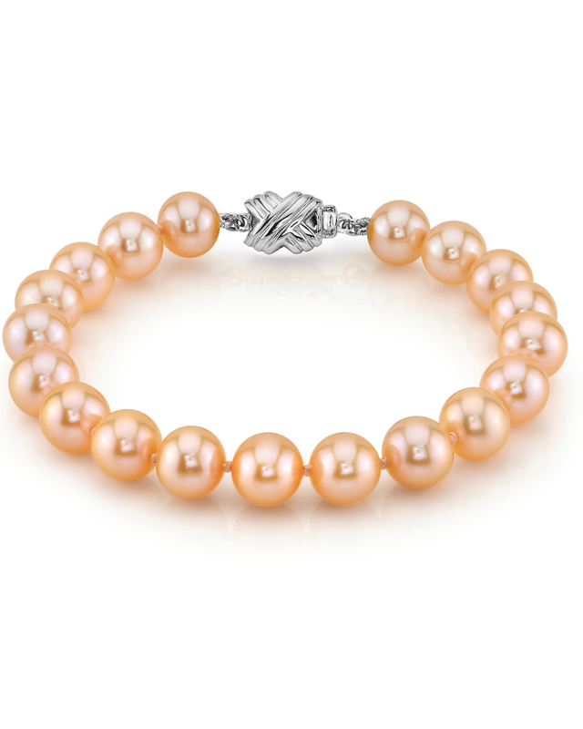 8.5-9.5mm Peach Freshwater Pearl Bracelet - AAA Quality