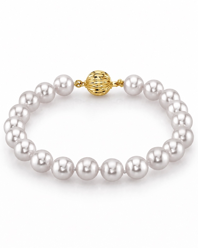 8-9mm Weißes Südseeperlenarmband - Modellbild