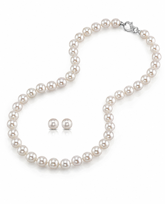 9.0-9.5mm Hanadama-Perlenkette und Ohrring-Set