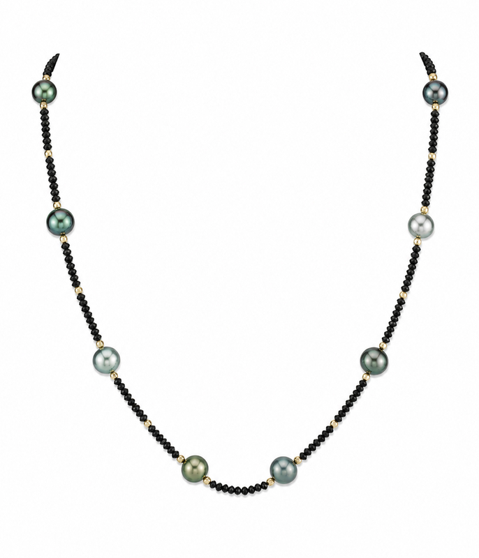 10-11mm Tahiti-Südsee-Multicolor-Perlen- und Edelsteinkette