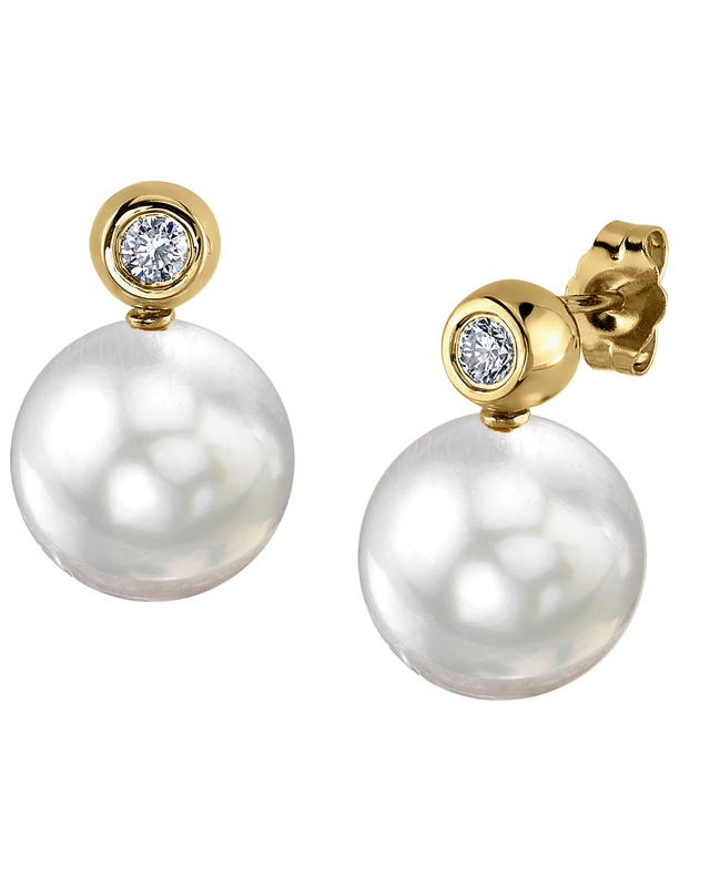Dakota-Ohrringe mit weißen Südseeperlen und Diamanten