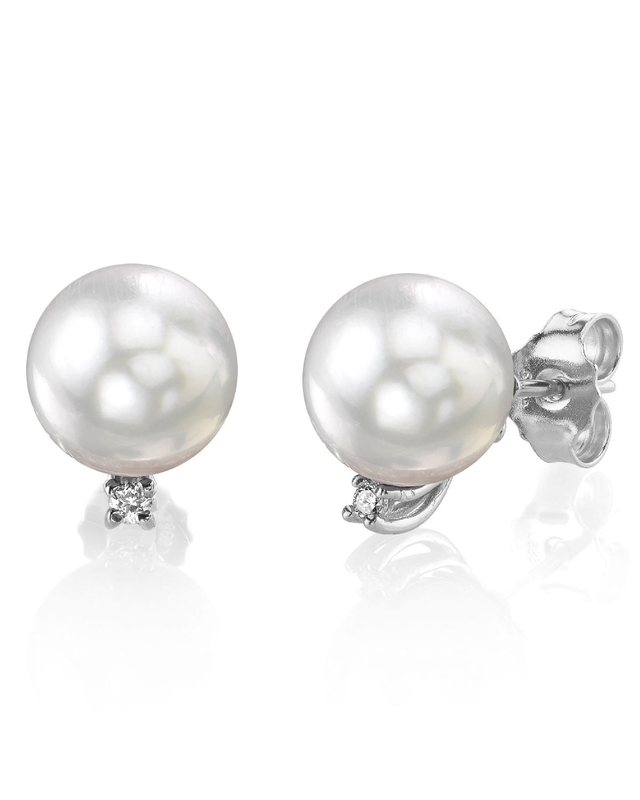 Sasha-Ohrringe mit weißen Südseeperlen & Diamanten