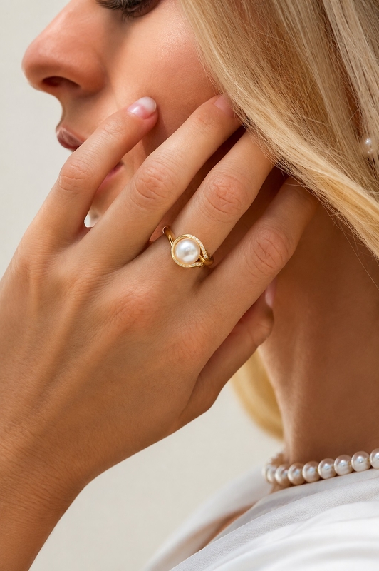 Willow-Ring mit Akoya-Perle & Diamanten - Zweites Bild