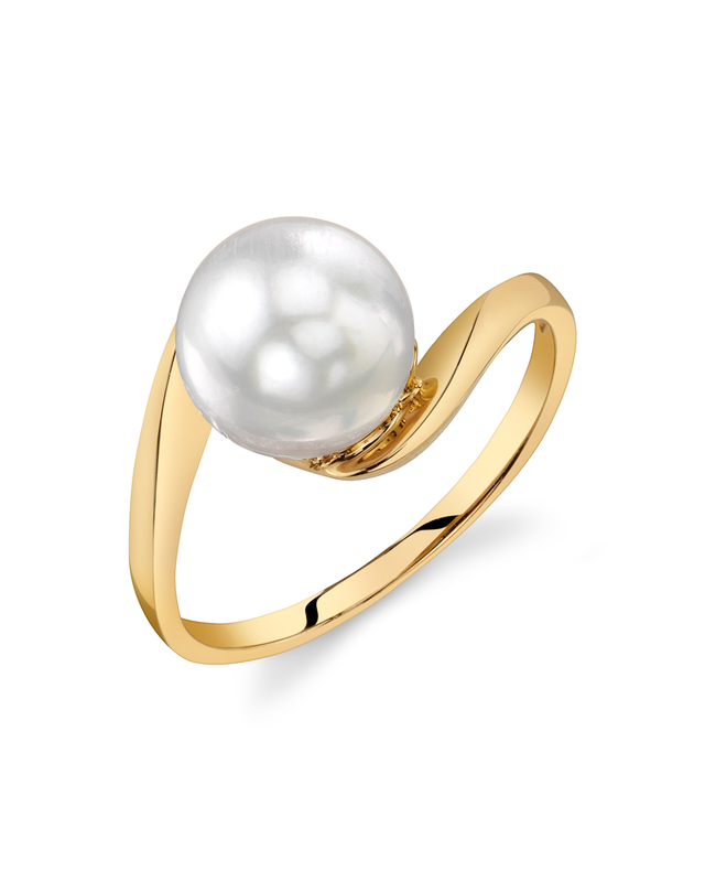 Felice-Ring aus 14 Karat Gold mit weißer Südseeperle