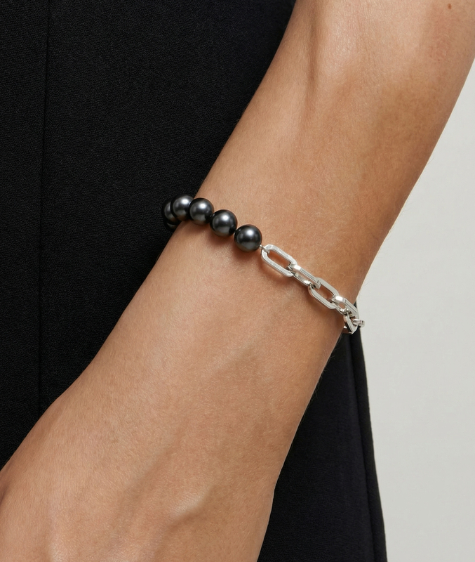 Blake Armband für Damen mit 7,5–8,0 mm großer schwarzer Süßwasserperle & Kette - Drittes Bild