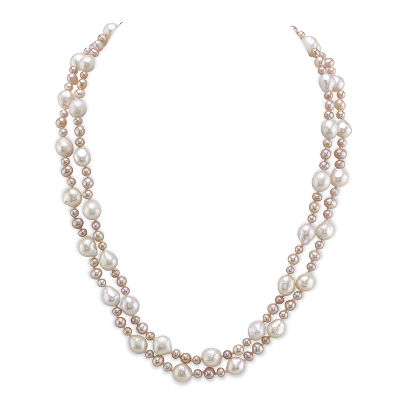 3-8mm Freshwater Multicolor Double Pearl Necklace - AAA Quality