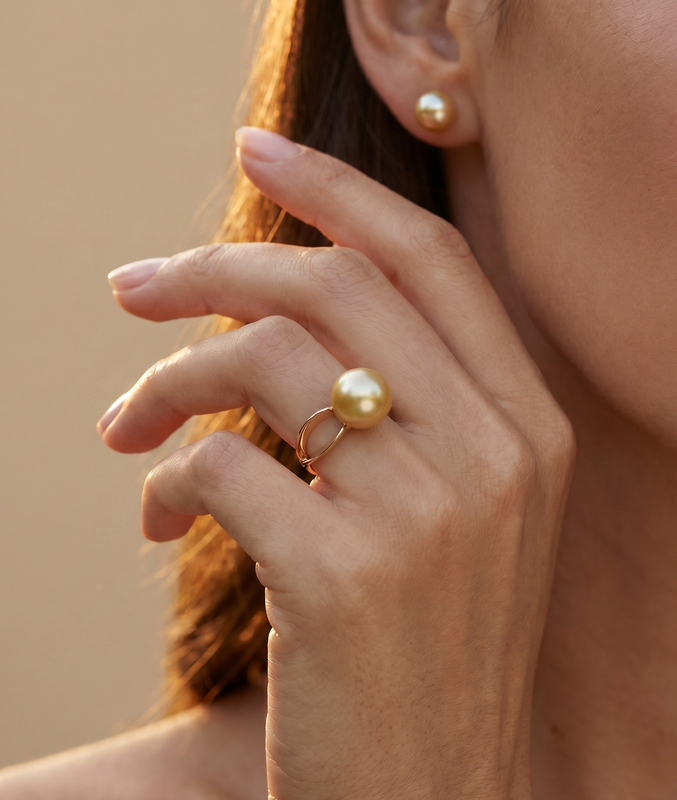 Lana-Ring mit goldener Südseeperle - Modellbild